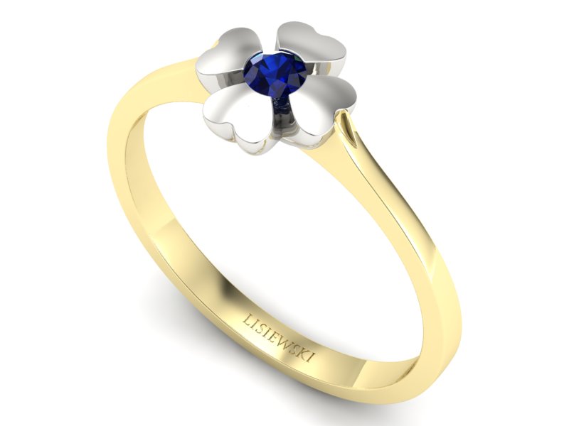 Pierścionek z szafirem żółte białe złoto - p16285zbsz — zdjęcie 3