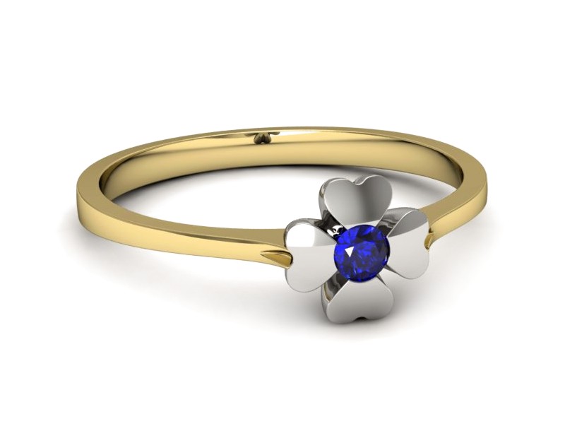 Pierścionek z szafirem żółte białe złoto - p16285zbszc — zdjęcie 5