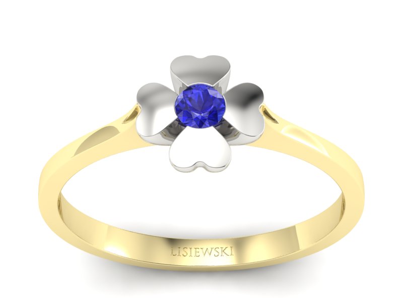 Pierścionek z szafirem żółte białe złoto - p16285zbszc