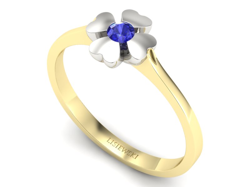 Pierścionek z szafirem żółte białe złoto - p16285zbszc — zdjęcie 3