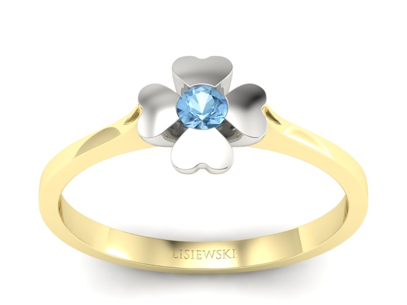 Pierścionek z topazem żółte białe złoto - p16285zbtp