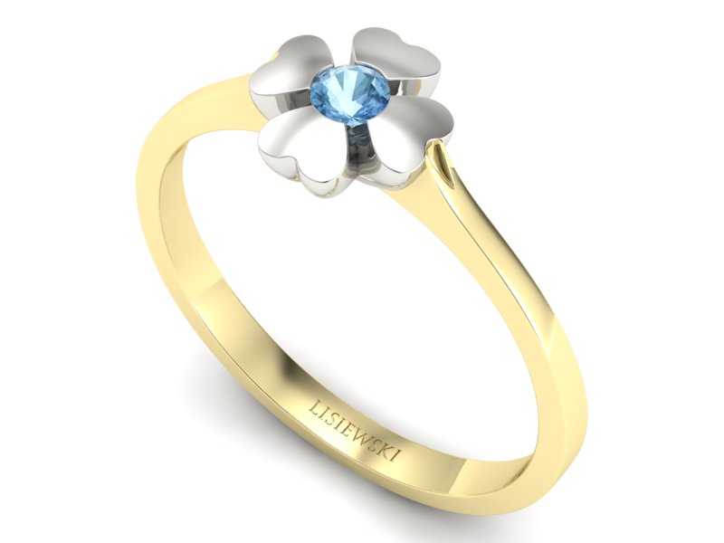 Pierścionek z topazem żółte białe złoto - p16285zbtp — zdjęcie 3
