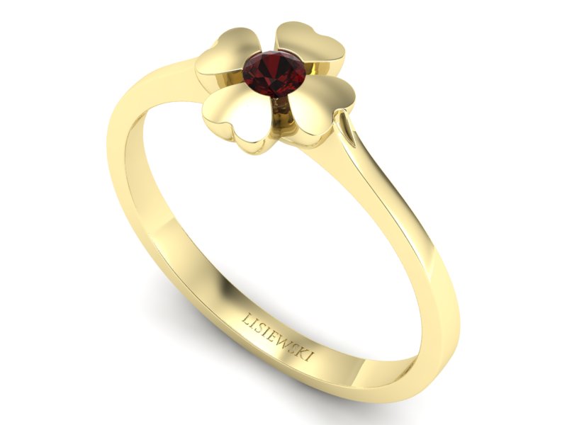 Złoty pierścionek z granatem żółte złoto - p16285zgr — zdjęcie 3