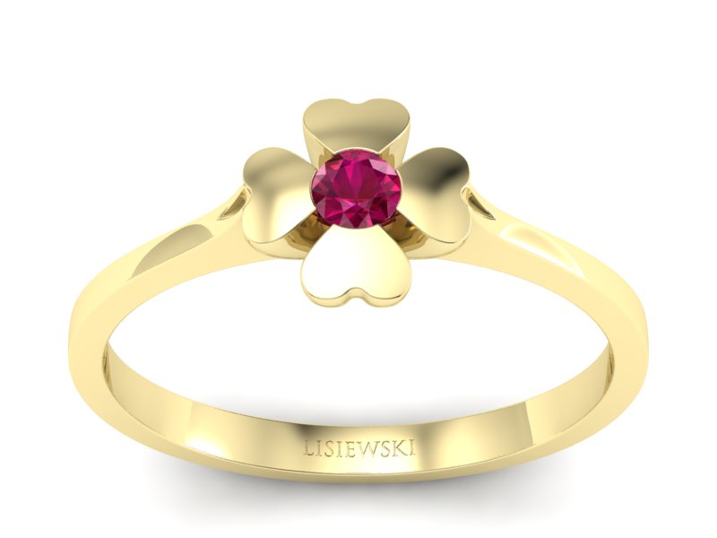 Złoty pierścionek z rubinem żółte złoto - p16285zr