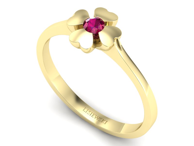 Złoty pierścionek z rubinem żółte złoto - p16285zr — zdjęcie 3