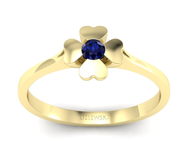 Złoty pierścionek z szafirem żółte złoto - p16285zsz