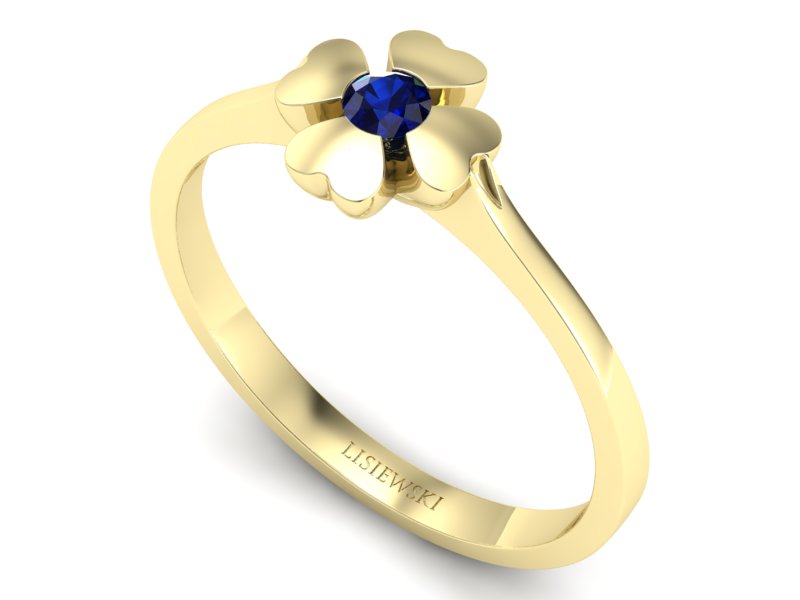 Złoty pierścionek z szafirem żółte złoto - p16285zsz — zdjęcie 3