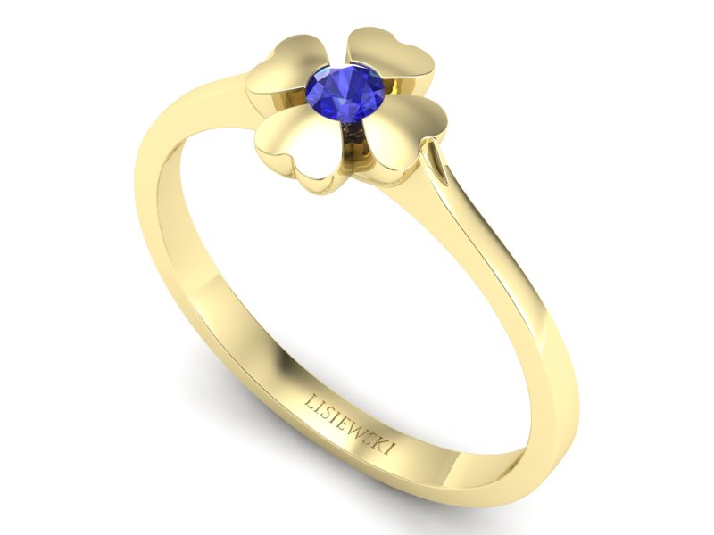 Złoty pierścionek z szafirem żółte złoto szafir - p16285zszc — zdjęcie 3