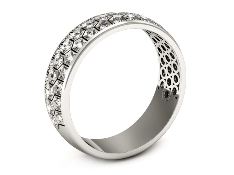 Pierścionek obrączka z brylantami białe złoto - p16286b — zdjęcie 3