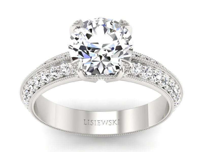 Złoty pierścionek z brylantami białe złoto - p16288b