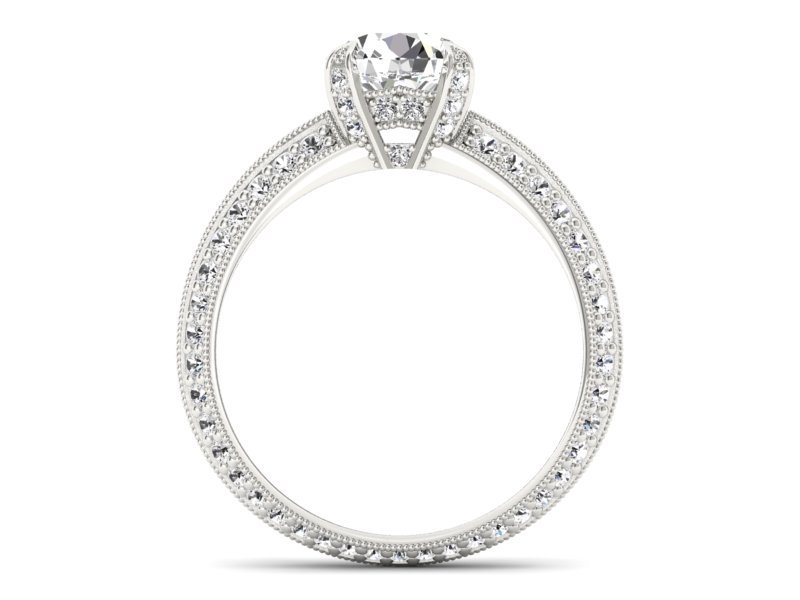 Złoty pierścionek z brylantami białe złoto - p16288b — zdjęcie 2