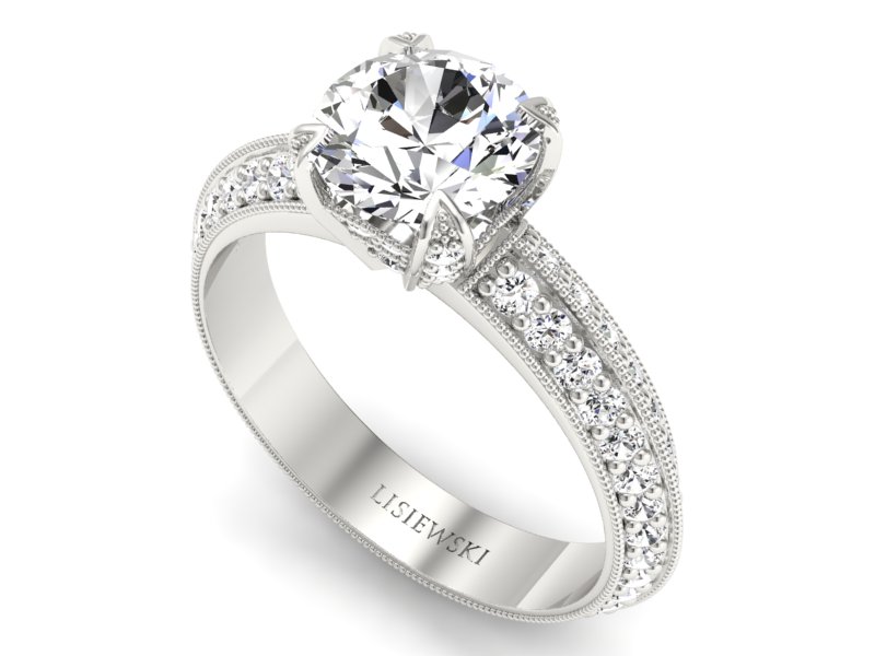 Złoty pierścionek z brylantami białe złoto - p16288b — zdjęcie 3