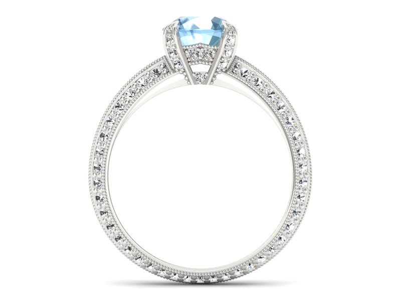 Pierścionek z topazem i brylantami białe złoto - p16288ba — zdjęcie 2