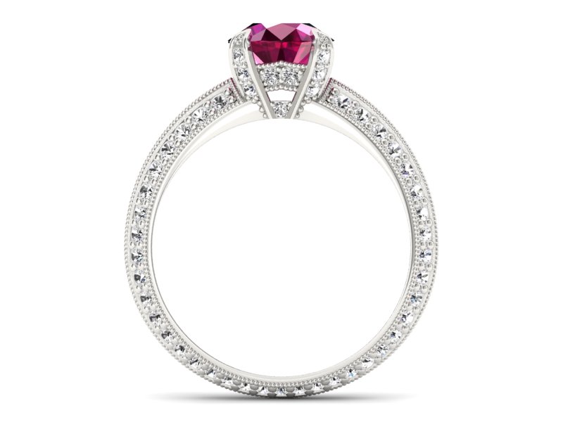 Pierścionek z rubinem i brylantami białe złoto - p16288br — zdjęcie 2