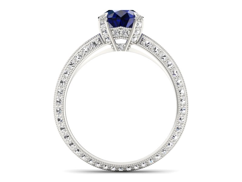 Pierścionek z szafirem i brylantami białe złoto - p16288bsz — zdjęcie 2