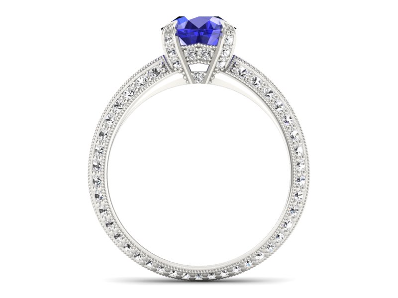 Pierścionek z szafirem i brylantami białe złoto - p16288bszc — zdjęcie 2