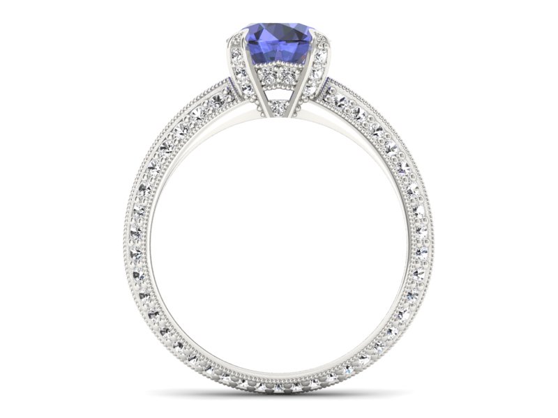 Pierścionek z tanzanitem białe złoto z brylantami - p16288bt — zdjęcie 2