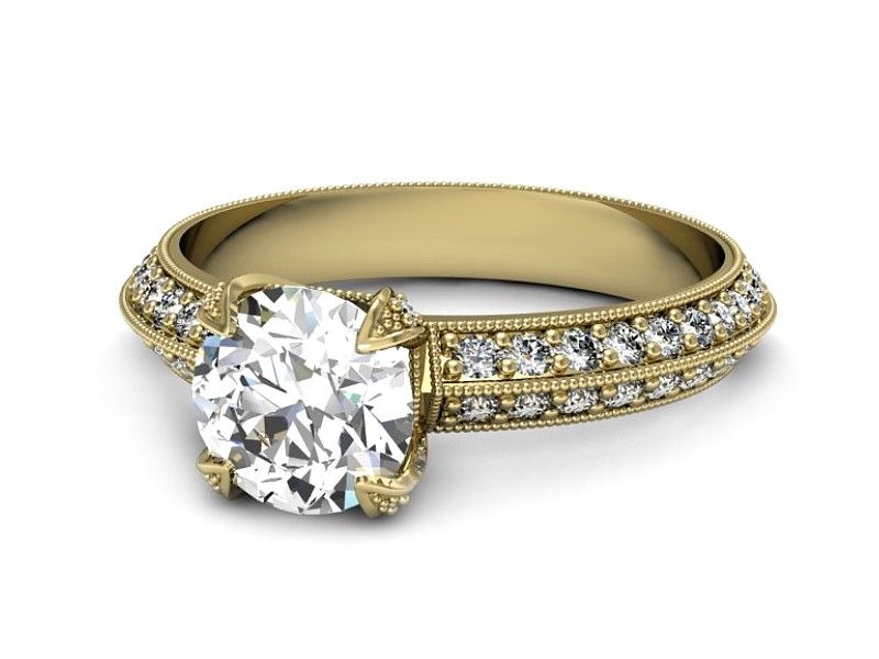 Złoty Złoty Pierścionek z diamentami żółte złoto proba 585 - p16288z - 2