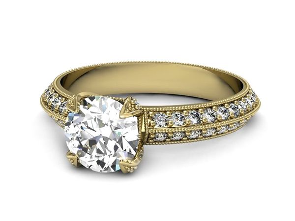 Złoty Pierścionek z diamentami żółte złoto 585 - p16288z