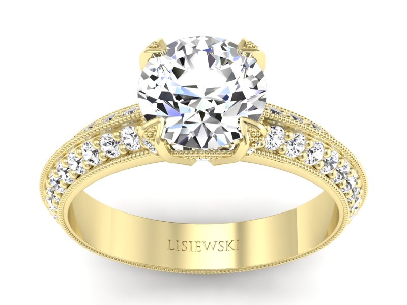 Złoty pierścionek z diamentami żółte złoto - p16288z