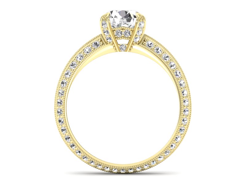 Złoty pierścionek z diamentami żółte złoto - p16288z — zdjęcie 2