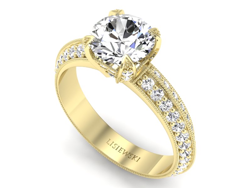 Złoty pierścionek z diamentami żółte złoto - p16288z — zdjęcie 3