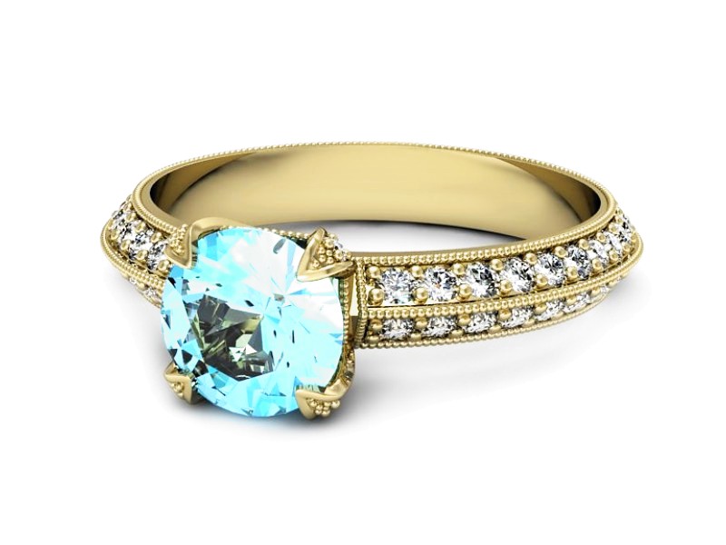 Pierścionek z topazem i brylantami żółte złoto - p16288za — zdjęcie 5