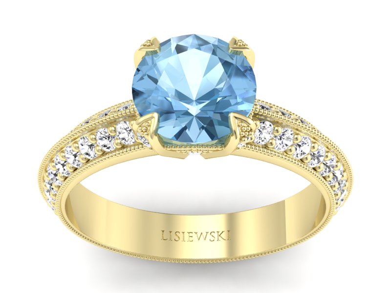 Pierścionek z topazem i brylantami żółte złoto - p16288za