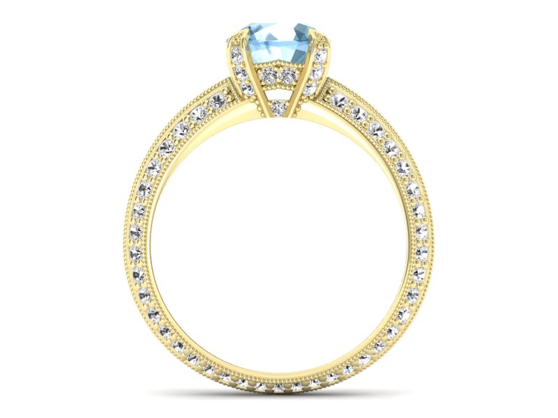 Pierścionek z topazem i brylantami żółte złoto - p16288za — zdjęcie 2