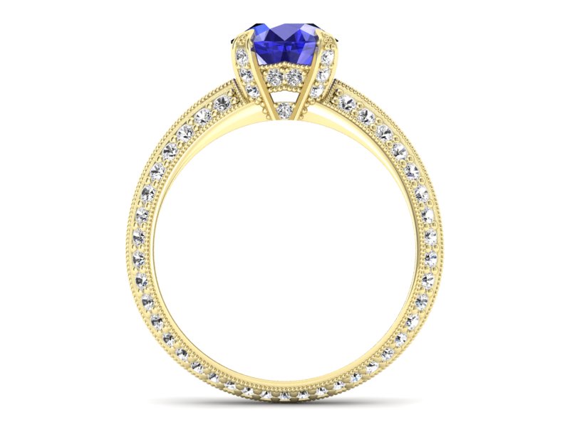 Pierścionek z szafirem z brylantami żółte złoto - p16288zszc — zdjęcie 2