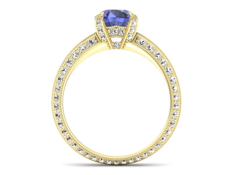 Pierścionek z tanzanitem i brylantami żółte złoto - p16288zt — zdjęcie 2