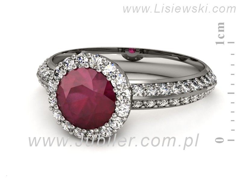 Pierścionek z rubinem i brylantami białe złoto - p16289br — zdjęcie 2