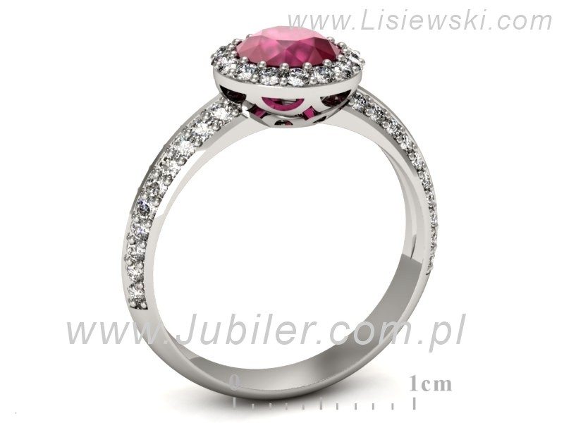 Pierścionek z rubinem i brylantami białe złoto - p16289br — zdjęcie 3