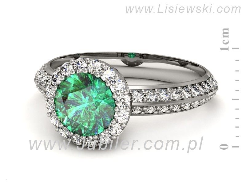Złoty pierścionek ze szmaragdem i brylantami - p16289bsm — zdjęcie 2