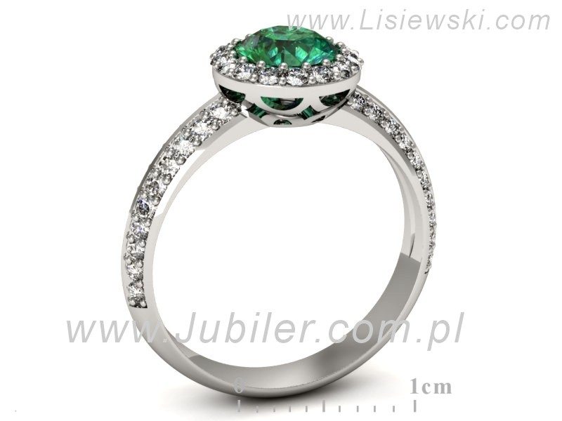 Złoty pierścionek ze szmaragdem i brylantami - p16289bsm — zdjęcie 3