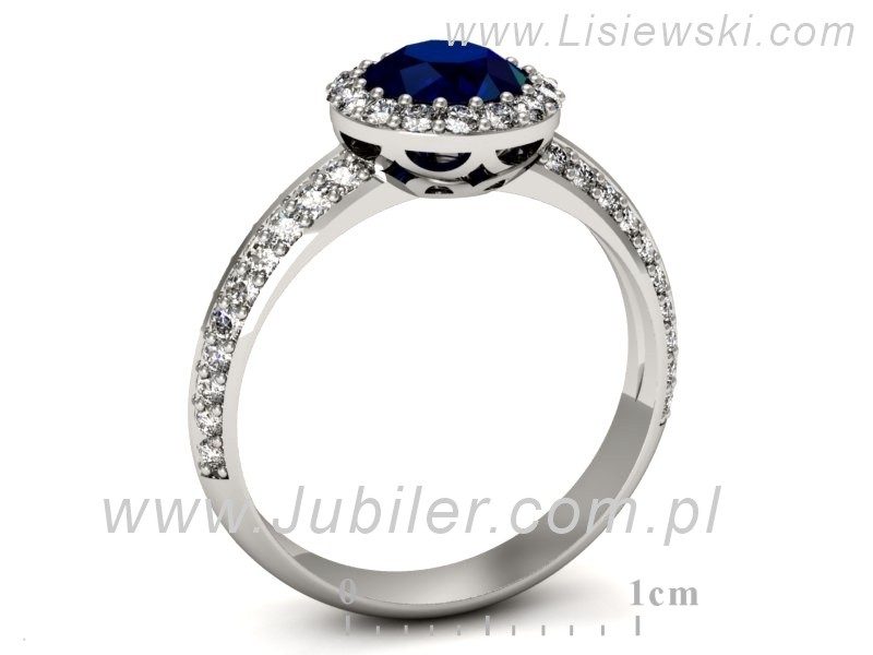 Pierścionek z szafirem i brylantami białe złoto - p16289bsz — zdjęcie 3
