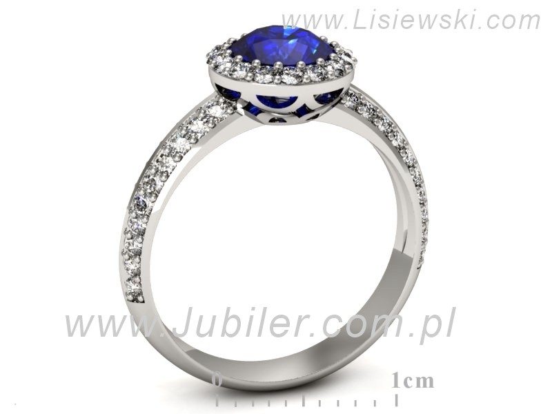 Pierścionek z szafirem i brylantami białe złoto - p16289bszc — zdjęcie 3