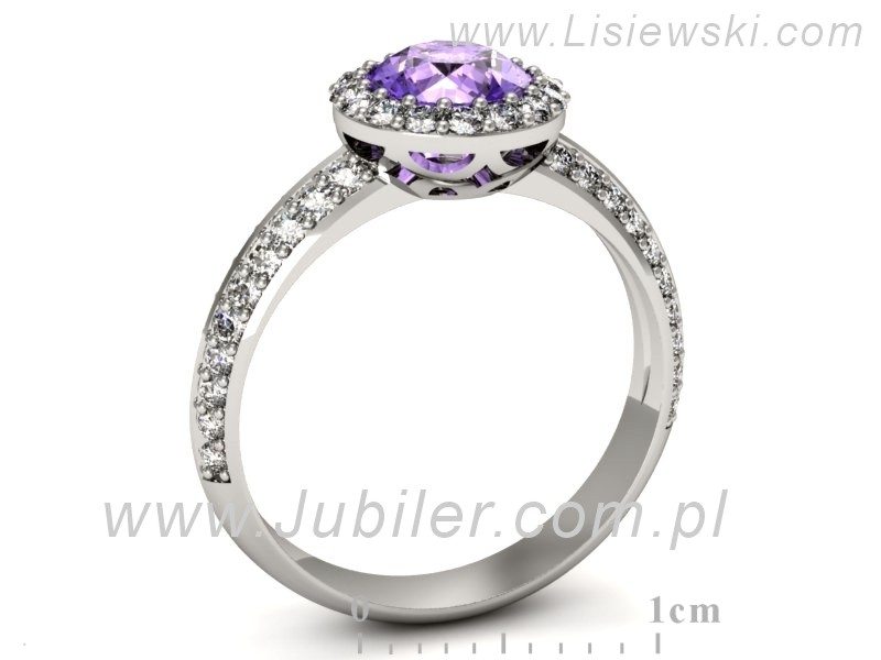 Pierścionek z tanzanitem i brylantami białe złoto - p16289bt — zdjęcie 3