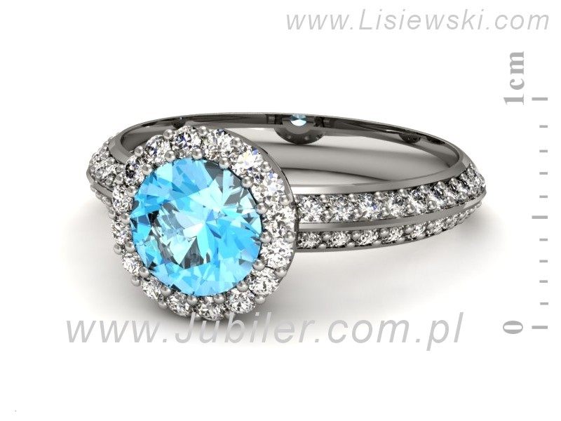 Pierścionek z topazem i brylantami białe złoto - p16289btp — zdjęcie 2