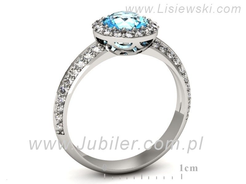 Pierścionek z topazem i brylantami białe złoto - p16289btp — zdjęcie 3