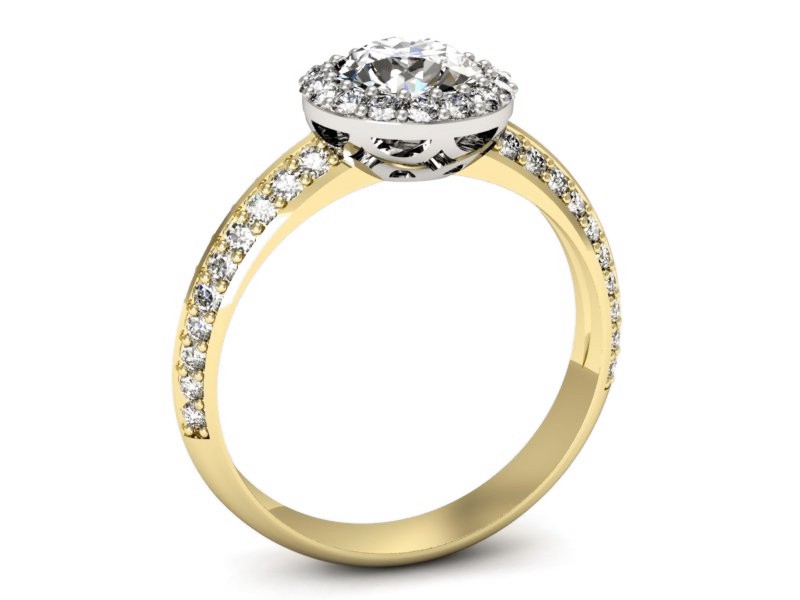 Pierścionek z diamentami żółte i białe złoto - p16289zb — zdjęcie 3