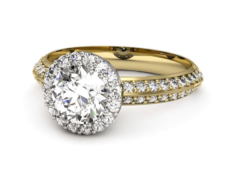 Pierścionek z diamentami żółte i białe złoto - p16289zb — zdjęcie 2