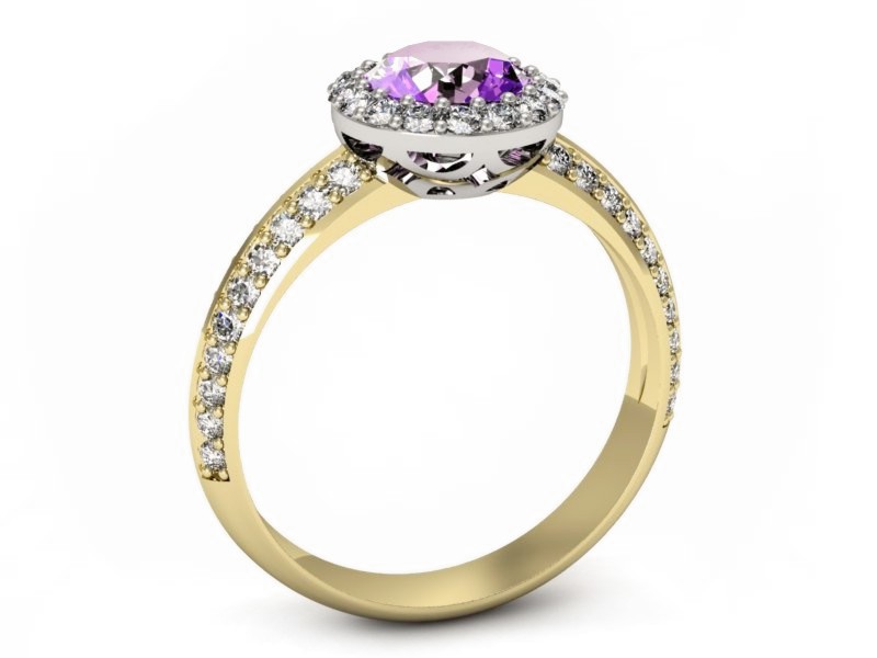 Złoty pierścionek ametyst brylanty złoto - p16289zbat — zdjęcie 3