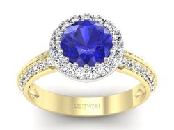 Pierścionek z szafirem i diamentami - p16289zbszc