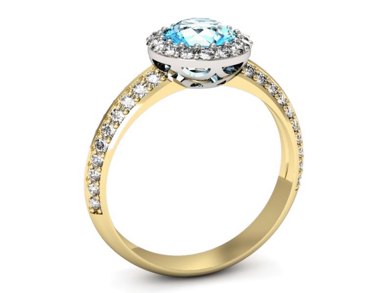 Złoty pierścionek topaz i brylanty złoto - p16289zbtp — zdjęcie 3