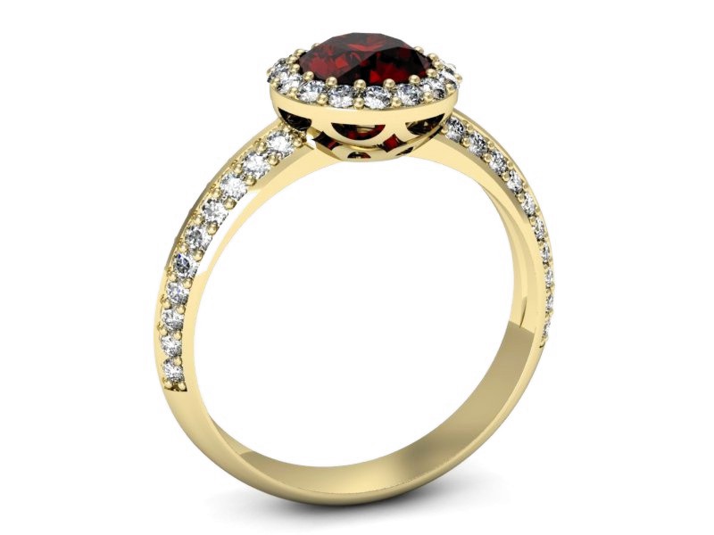 Złoty pierścionek z granatem żółte złoto - p16289zgr — zdjęcie 3