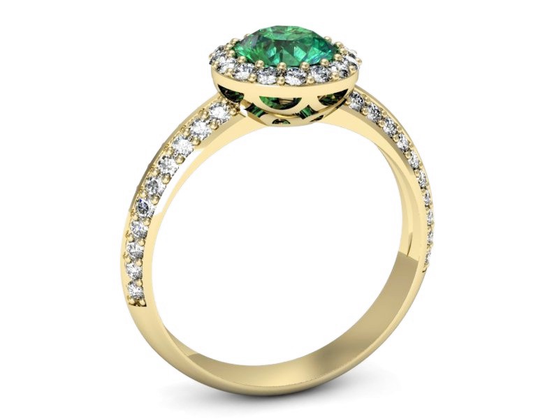 Złoty pierścionek ze szmaragdem i diamentami - p16289zsm — zdjęcie 3