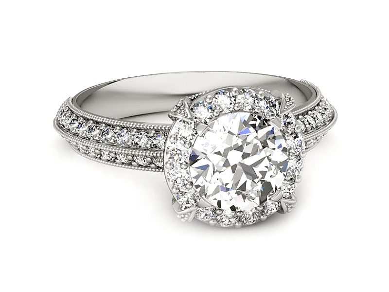 Złoty pierścionek z brylantami białe złoto - p16290b — zdjęcie 5