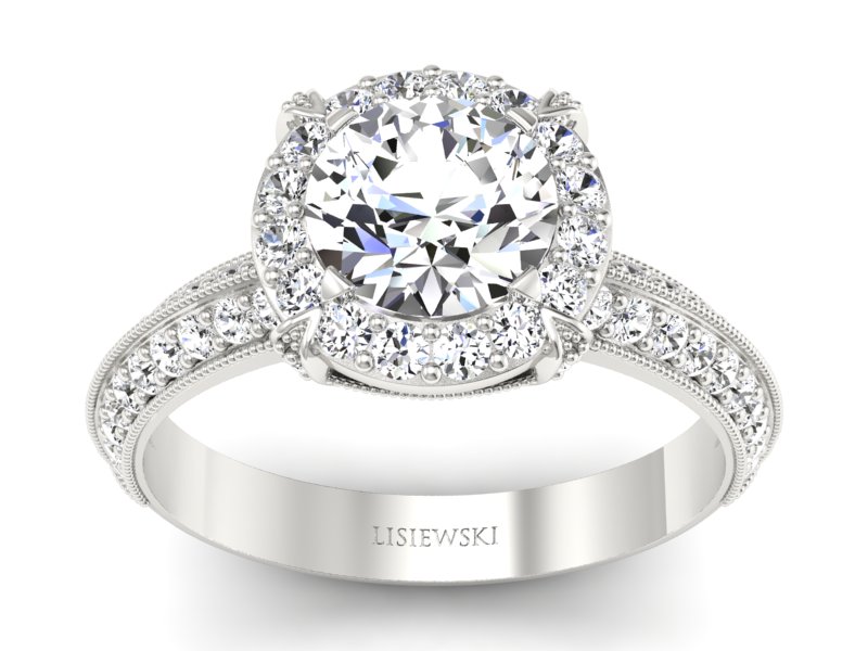 Złoty pierścionek z brylantami białe złoto - p16290b