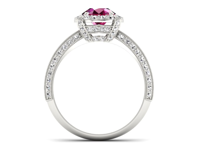 Pierścionek z rubinem i brylantami białe złoto - p16290br — zdjęcie 2